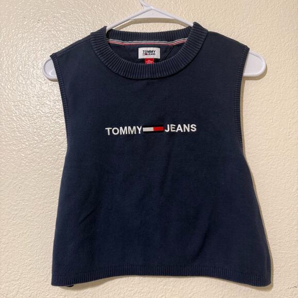 Vintage Y2K Tommy Hilfiger Cotton Sweater Vest Logo Size XXL - Picture 1 of 5